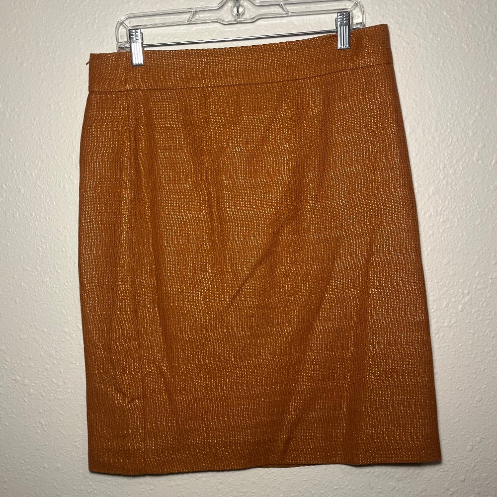 J Crew Yellow-Brown Patterned No. 2 Pencil Skirt, Size 10